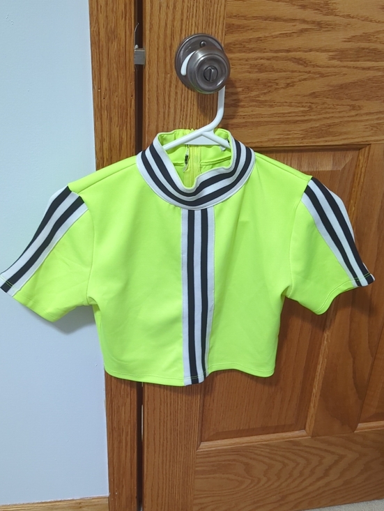 Fashion Nova Tops - Fashion Nova Neon Lime Crop Top with Black & White Stripes